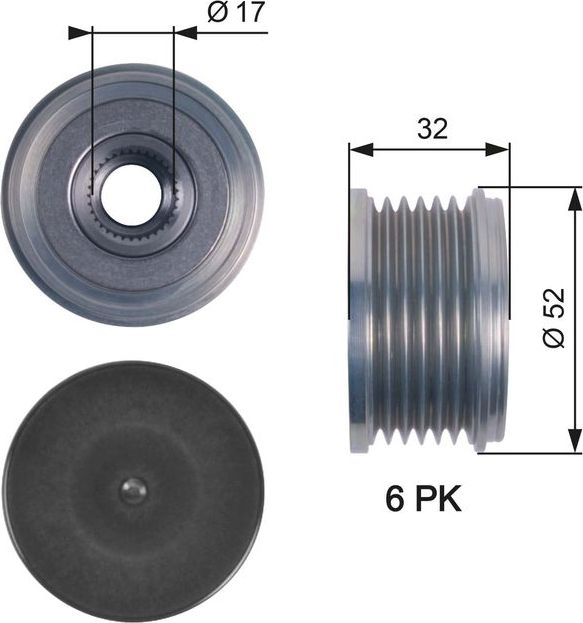 Муфта генератора обгонная Gates DriveAlign® для Citroen Berlingo II 2008-2019. Артикул OAP7140
