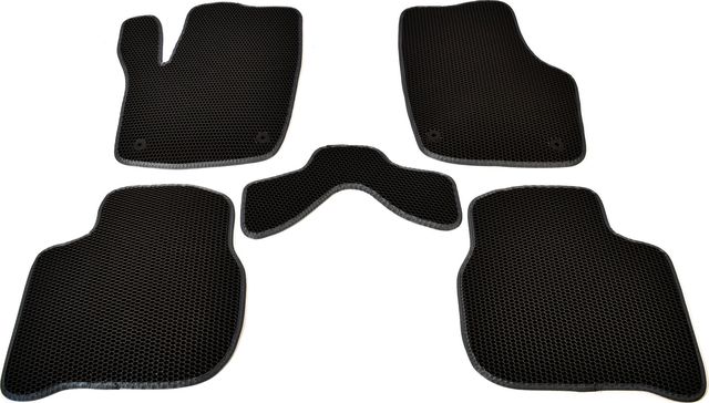 Коврики ТриАВС EVA для салона Volkswagen Polo VI лифтбек 2020-2026 Черные, серый кант. Артикул TAS2D-1701.01.04