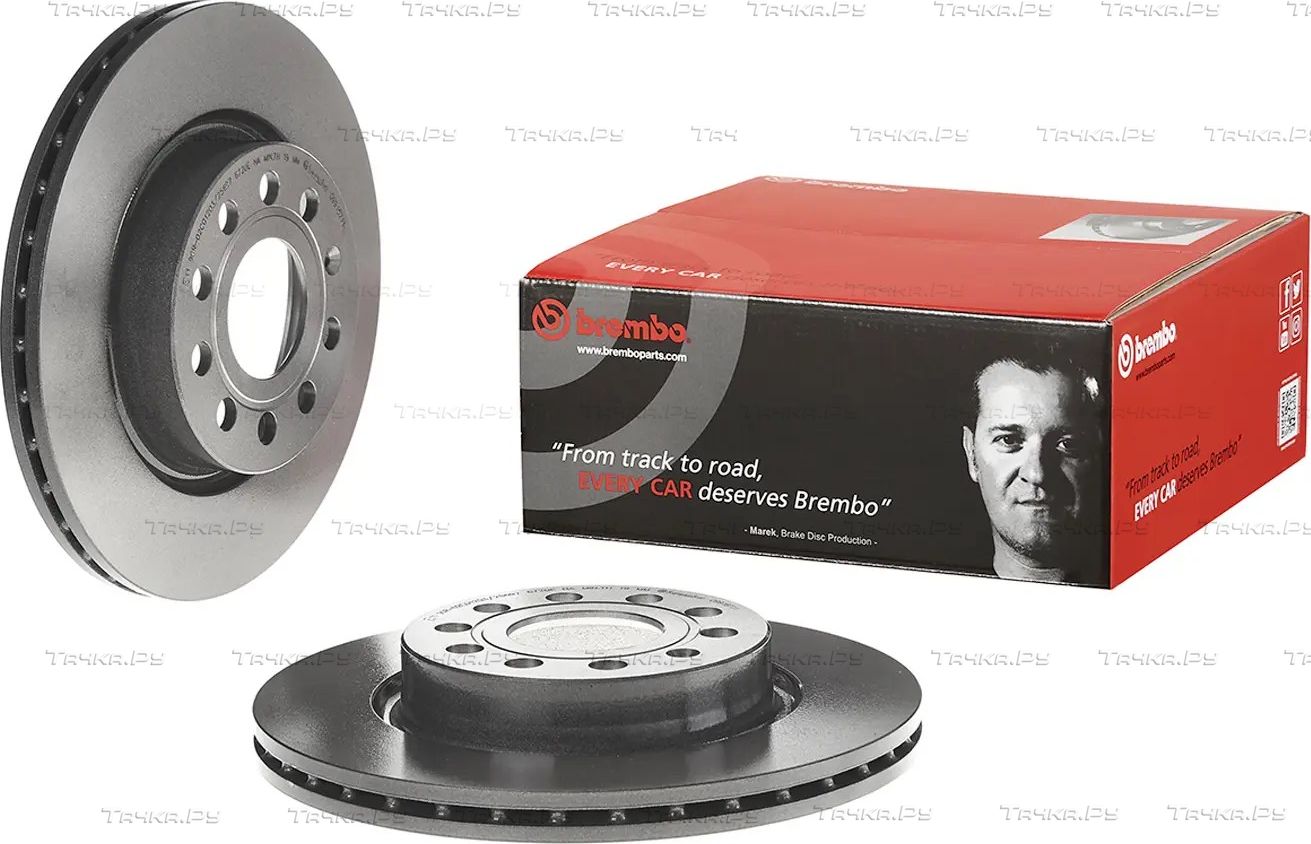 Тормозной диск Brembo PRIME LINE - UV Coated передний для SEAT Altea I 2004-2015. Артикул 09.9167.11