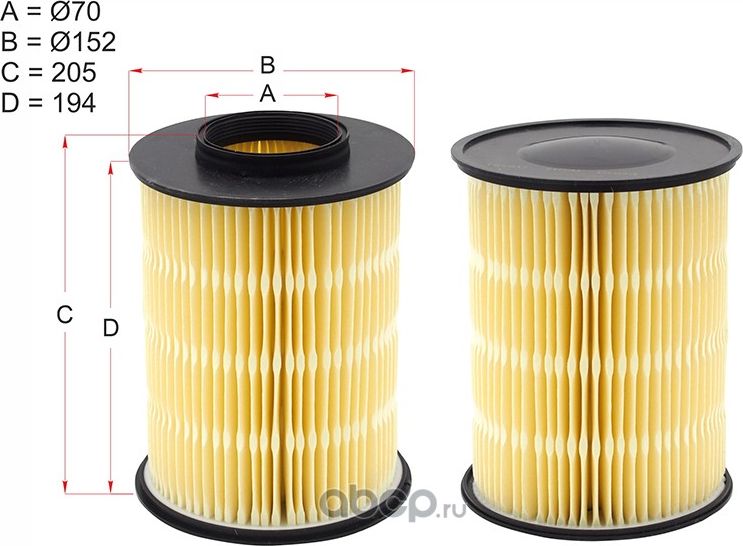 Фильтр воздушный FORD FOCUS II/III /C-MAX 04- (круглый) (Hosu). Артикул HSAF0004