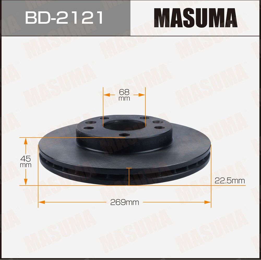 Диск тормозной MASUMA, front NISSAN TERRANO D10. 1.6L. H4M. 2WD [уп.2] Masuma. Артикул BD2121