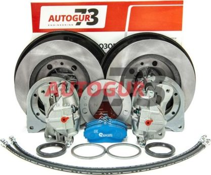 Тормоза дисковые Autogur73 передние УАЗ на военный мост под гражданскую ступицу. Артикул N-DT-UAZ-RED-P-S-GAZ-GS