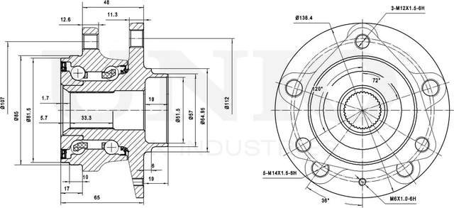 Ступица колеса с интегрированным подшипником (Unio). Артикул HUB-20129