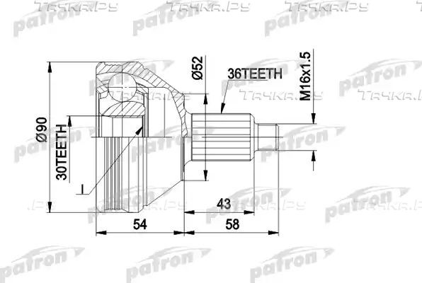 Шрус наружный (граната) Patron для Volkswagen Polo IV 2001-2009. Артикул PCV1414