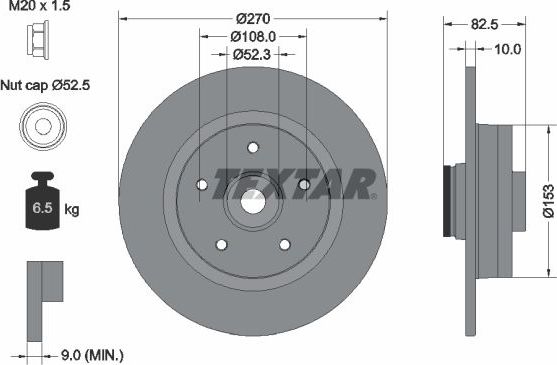 Тормозной диск Textar Pro задний для Renault Megane II 2005-2009. Артикул 92237203
