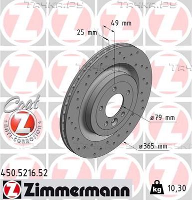 Тормозной диск Zimmermann Sport Coat Z для Land Rover Defender II 2019-2026. Артикул 450.5216.52