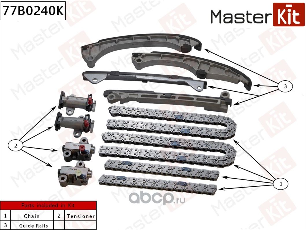 Комплект цепи TOYOTA/LEXUS LAND CRUISER/LX570 07- (без звездочек) (Master KIT) Master KIT. Артикул 77B0240K