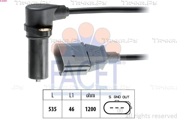 Датчик положения коленвала Facet Made in Italy - OE Equivalent для SEAT Toledo II 1998-2004. Артикул 9.0391