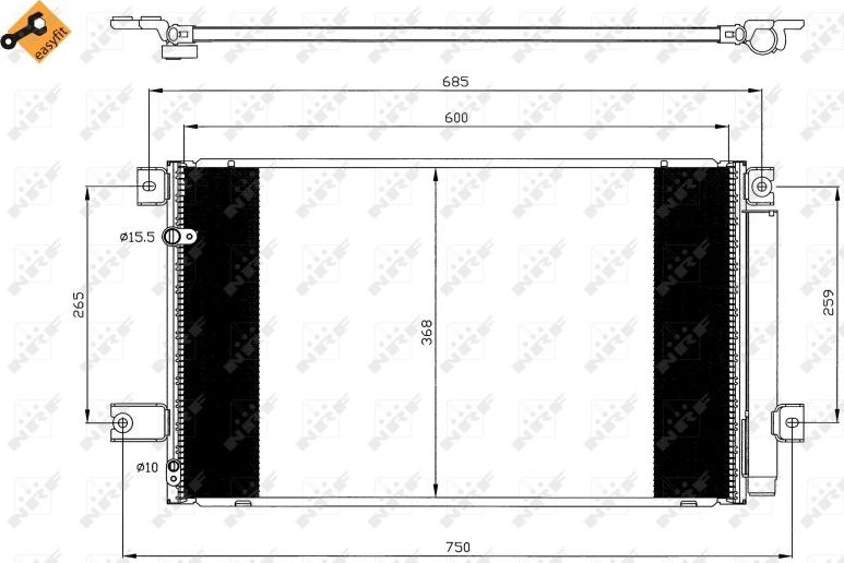 Радиатор кондиционера (конденсатор) NRF EASY FIT. Артикул 35606