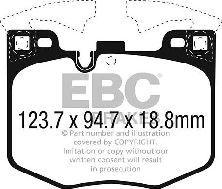Тормозные колодки EBC Brakes передние для BMW 3 VII (G2x) 2018-2026. Артикул DP22302