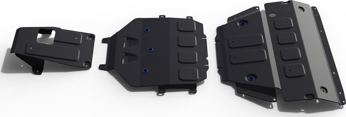 Защита алюминиевая Rival для картера, КПП и РК Rival (черная) для Porsche Cayenne III 2017-2026. Артикул K333.4615.1