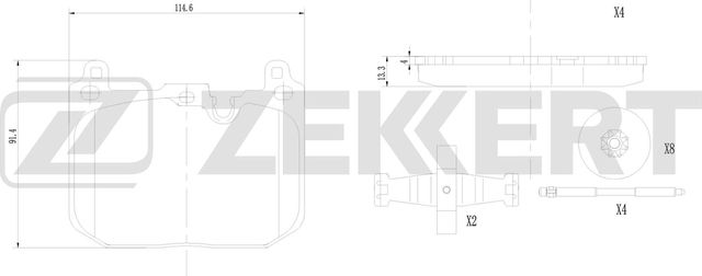 Тормозные колодки Zekkert передние для MINI Hatch III (F55/F56) 2013-2026. Артикул BS-1349
