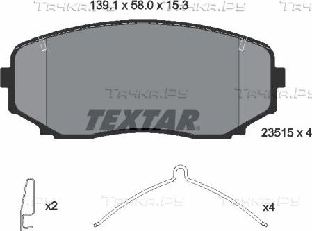 Тормозные колодки Textar передние для Mitsubishi Outlander III 2012-2026. Артикул 2351505