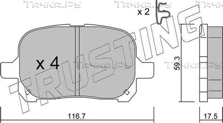 Тормозные колодки Trusting передние для Toyota Camry 10 (V10, XV10) 1991-1997. Артикул 444.0