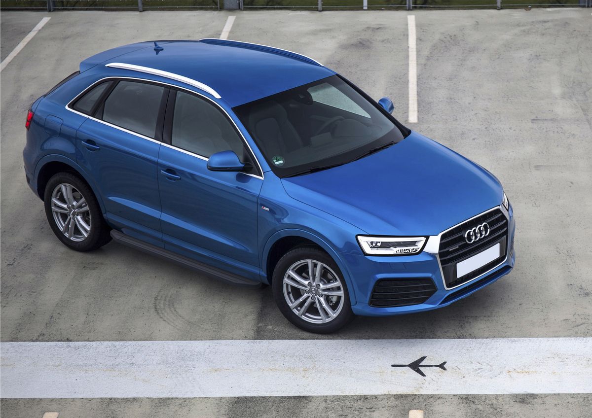 Пороги алюминиевые Rival Premium-Black для Audi Q3 I 2011-2018. Артикул A173ALB.0301.1