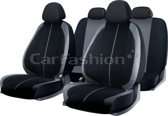 Чехлы универсальные CarFashion Bravo на сидения авто, цвет Черный/Светло-серый/Черный/Светло-серый. Артикул 10107