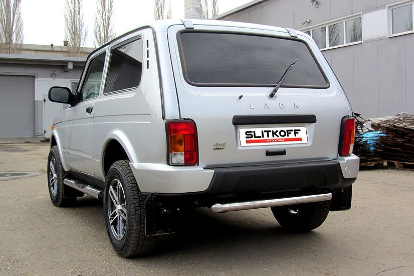Защита Slitkoff задняя d57 короткая для ВАЗ 2121 4х4 Urban 3дв. 2014-2026. Артикул NivUR005