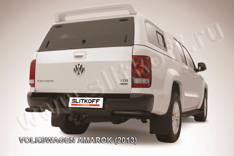 Защита Slitkoff задняя d57 уголки ЧЕРНАЯ матовая для Volkswagen Amarok 2010-2015. Артикул VWAM13-014B