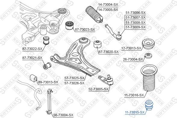 Отбойник амортизатора (стойки) Stellox. Артикул 11-73015-SX