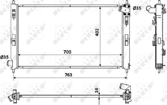 Радиатор охлаждения двигателя NRF для Mitsubishi Outlander XL 2006-2012. Артикул 53906
