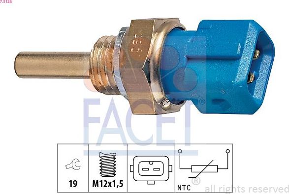 Датчик темп. охл. жидкости 82033, Opel 0280130026 Facet Made in Italy - OE Equivalent. Артикул 7.3128