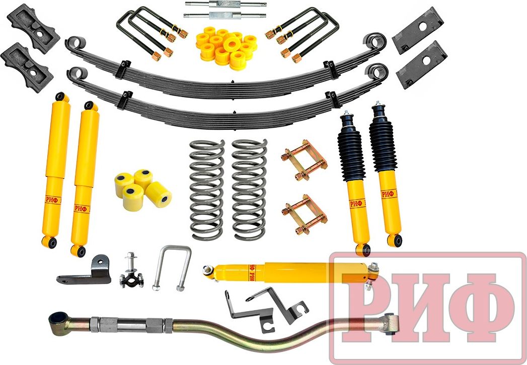Лифт-комплект РИФ жесткий (постоянная нагрузка) для УАЗ Patriot 2019-2026, лифт 50 мм. Артикул RIF-Patr19-D