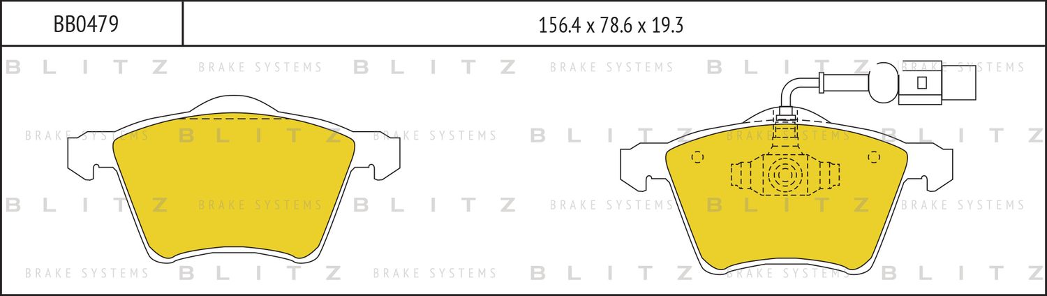 Колодки тормозные FORD/VW GALAXY/SHARAN 95- передн.с датчиком (Blitz). Артикул BB0479
