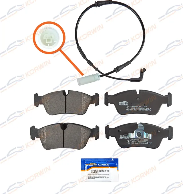 Колодки тормозные перед. BMW 1 (E81/E82/E87) 06-/BMW 3 (E90) 04 (Korwin). Артикул KWBP0028