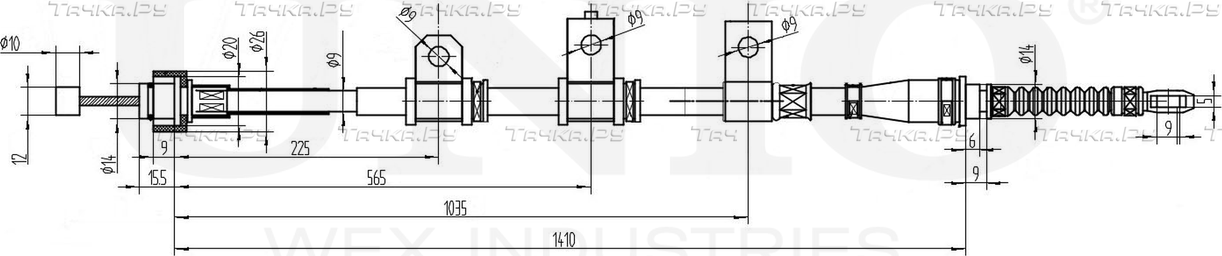 Трос ручного тормоза (Unio). Артикул CAB-60029