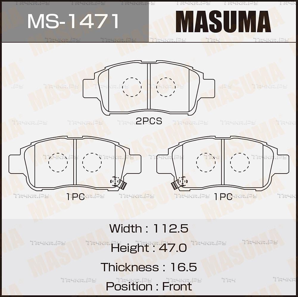 Тормозные колодки Masuma передние для Toyota Probox I 2002-2014. Артикул MS-1471