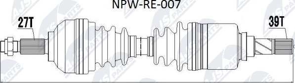 Полуось (привод в сборе, приводной вал) NTY. Артикул NPW-RE-007
