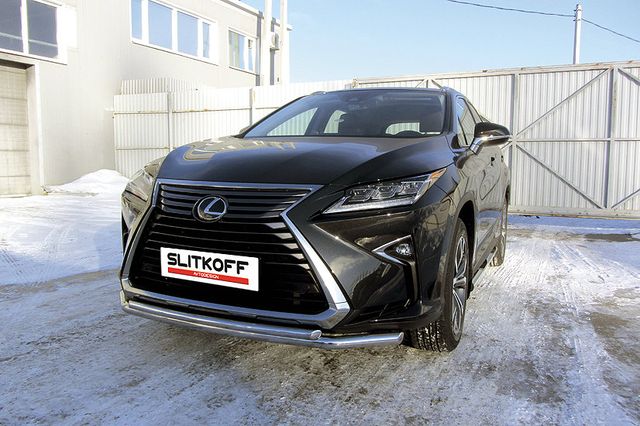 Защита Slitkoff переднего бампера d57+d42 двойная для Lexus RX350 IV 2015-2026. Артикул LRX15-001