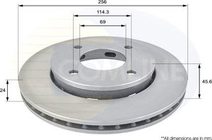 Тормозной диск Comline передний для Mitsubishi Colt VI (Z20/Z30) 2004-2012. Артикул ADC0374V