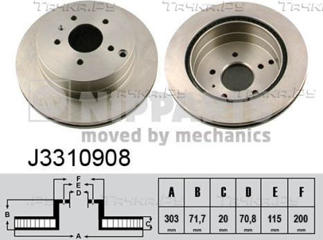 Тормозной диск Nipparts задний для Opel Antara I 2006-2017. Артикул J3310908