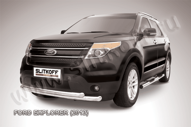 Защита Slitkoff переднего бампера d76/57 двойная для Ford Explorer V 2012-2015. Артикул FEX001