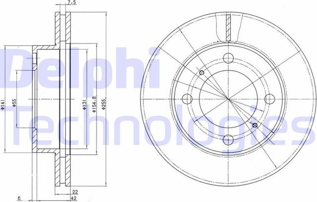 Тормозной диск Delphi передний для Toyota Corolla E100 1992-1997. Артикул BG2891