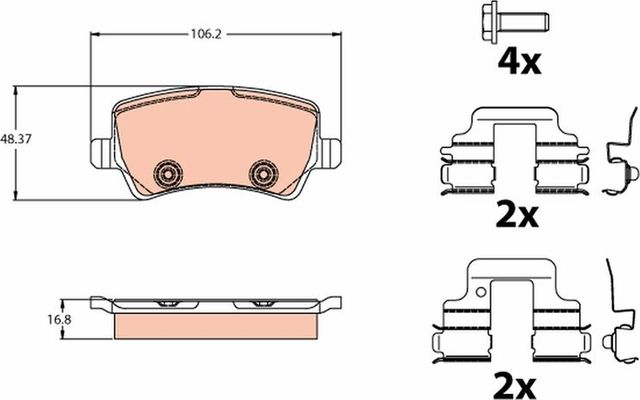 Тормозные колодки TRW задние для Volvo V60 I 2013-2018. Артикул GDB2125