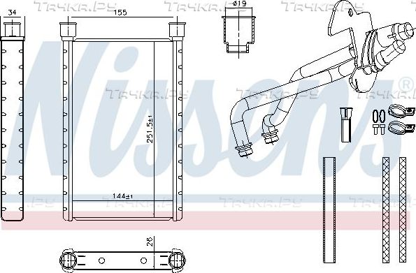 Радиатор отопителя (печки) Nissens для BMW X1 I (E84) 2009-2015. Артикул 707282