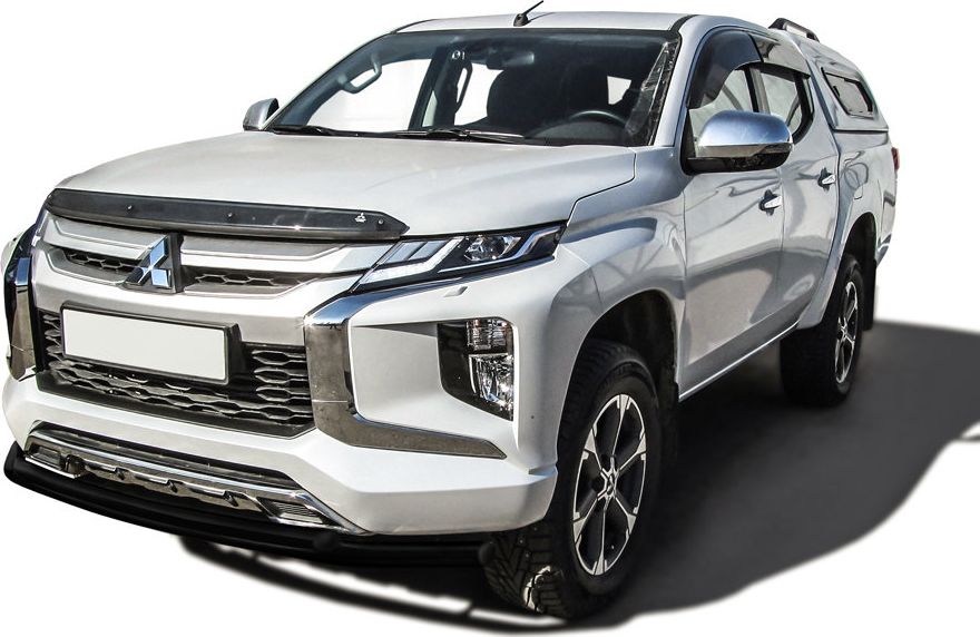 Защита Slitkoff переднего бампера d57/42 двойная для Mitsubishi L200 V рестайлинг 2018-2026 ЧЕРНАЯ матовая. Артикул ML18-003B