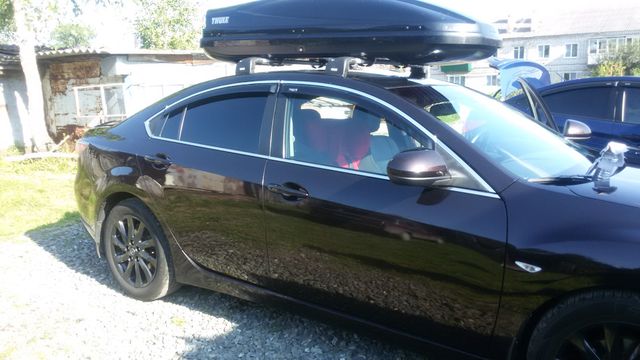 Дефлекторы V-Star для окон (с хром. молдингом) Mazda 6 II седан 2007-2012. Артикул CHR12460