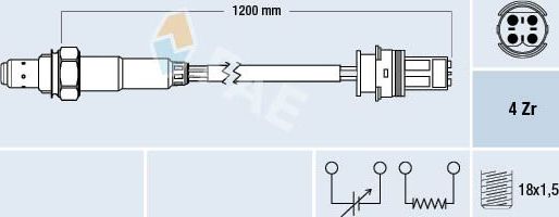 Лямбда-зонд (кислородный датчик) FAE для Volvo C70 I 1997-2002. Артикул 77276