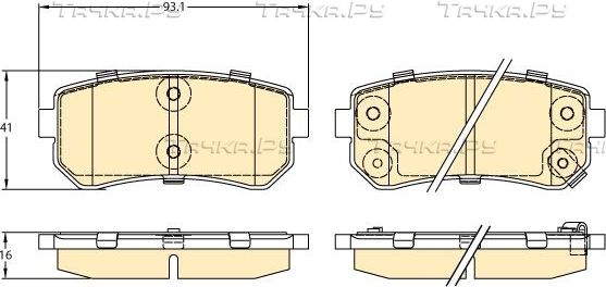 Тормозные колодки Girling задние для Kia Rio II 2005-2011. Артикул 6134219