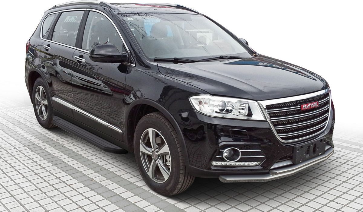 Пороги алюминиевые Rival Premium-Black для Haval H6 2014-2020. Артикул A173ALB.9402.1