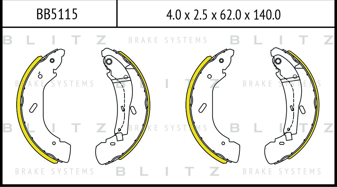 Колодки тормозные барабанные (Blitz). Артикул BB5115