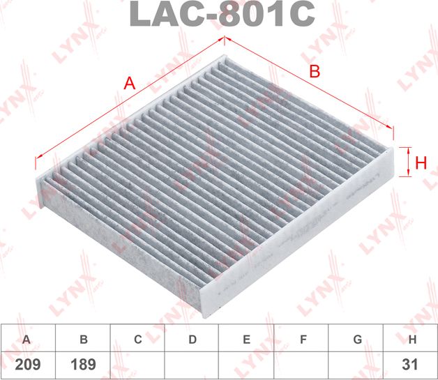 Салонный фильтр LYNXauto. Артикул LAC-801C