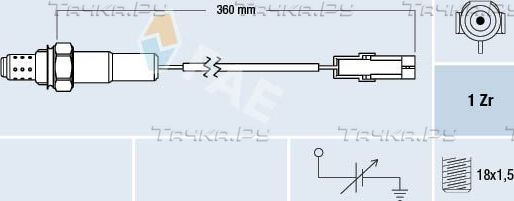 Лямбда-зонд (кислородный датчик) FAE для Opel Vectra B 1995-2003. Артикул 77101
