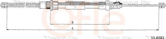 Трос ручника (тросик ручного тормоза) Cofle. Артикул 11.6581