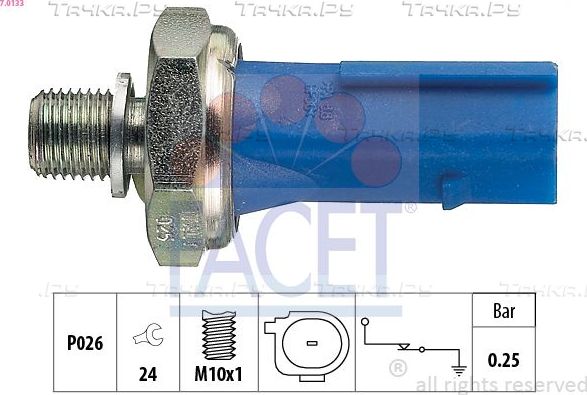 Датчик давления масла Facet Made in Italy - OE Equivalent для SEAT Leon I 2001-2006. Артикул 7.0133