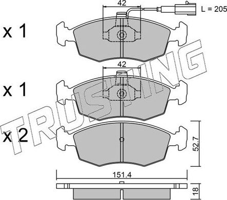 Тормозные колодки Trusting передние для Fiat Palio I 1996-1999. Артикул 283.0