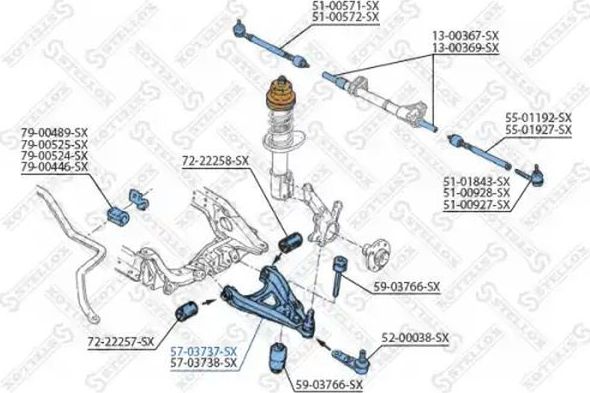Поперечный рычаг Stellox (Листовая сталь). Артикул 57-03737-SX